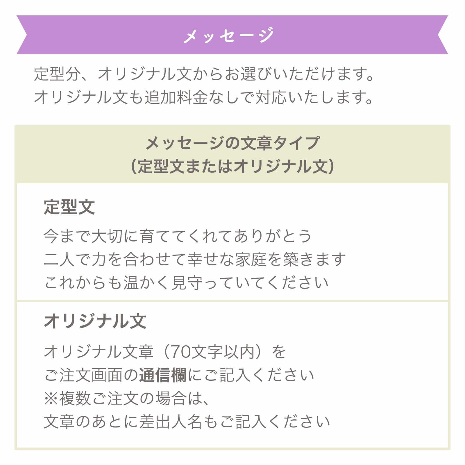 メッセージは定型文orオリジナル文から選べます