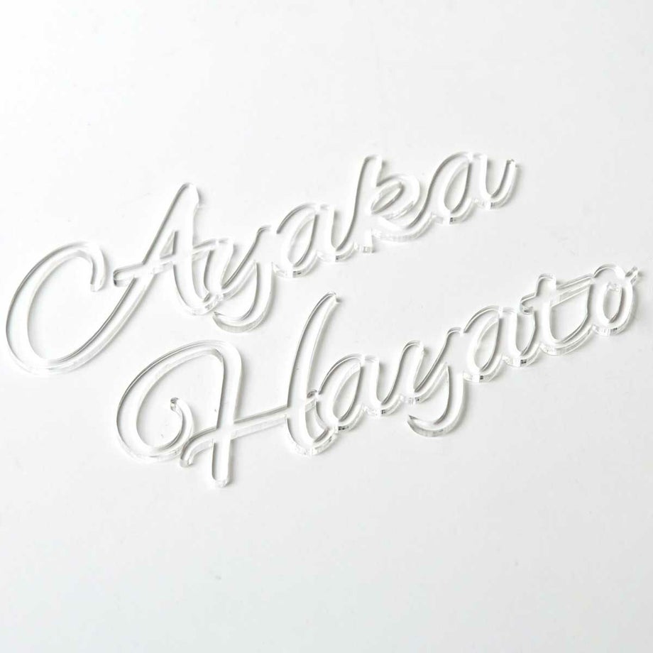 透明アクリルのローマ字型席札