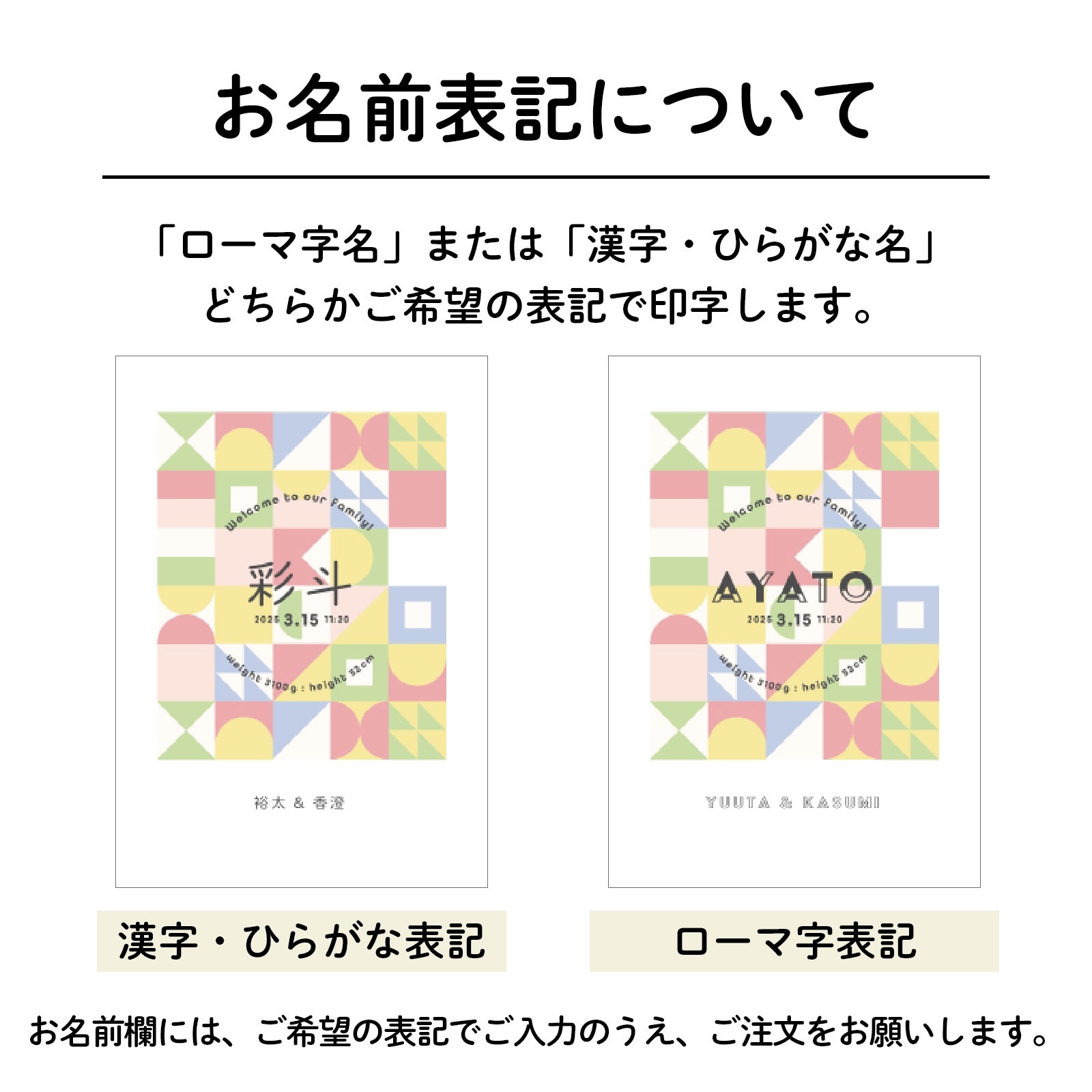 お名前表記について