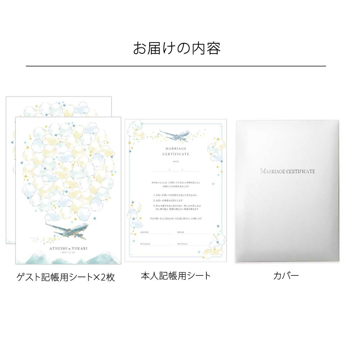 ゲスト参加型寄せ書きタイプの結婚証明書お届けの内容