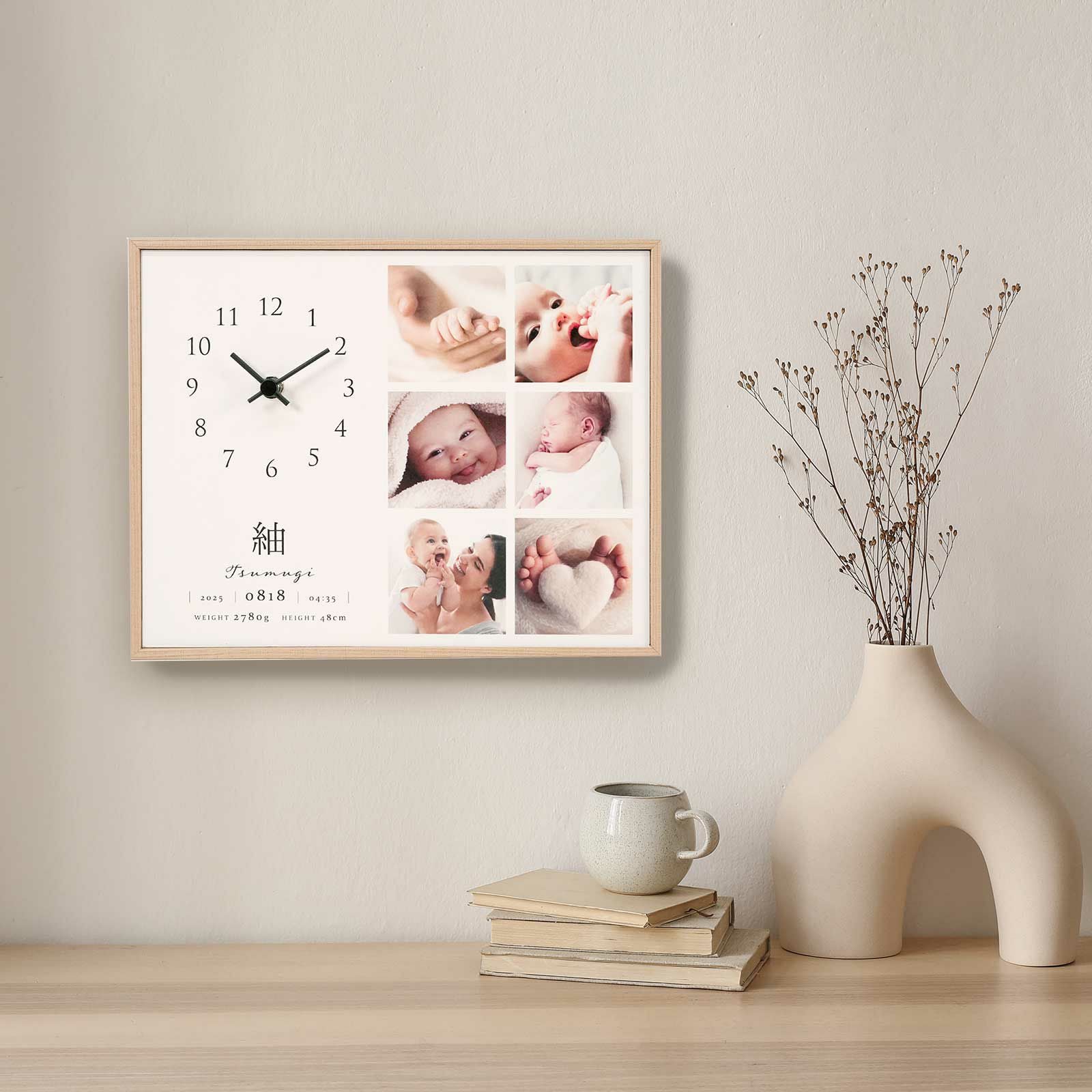 フォトクロックをお部屋の壁に掛けて使っている