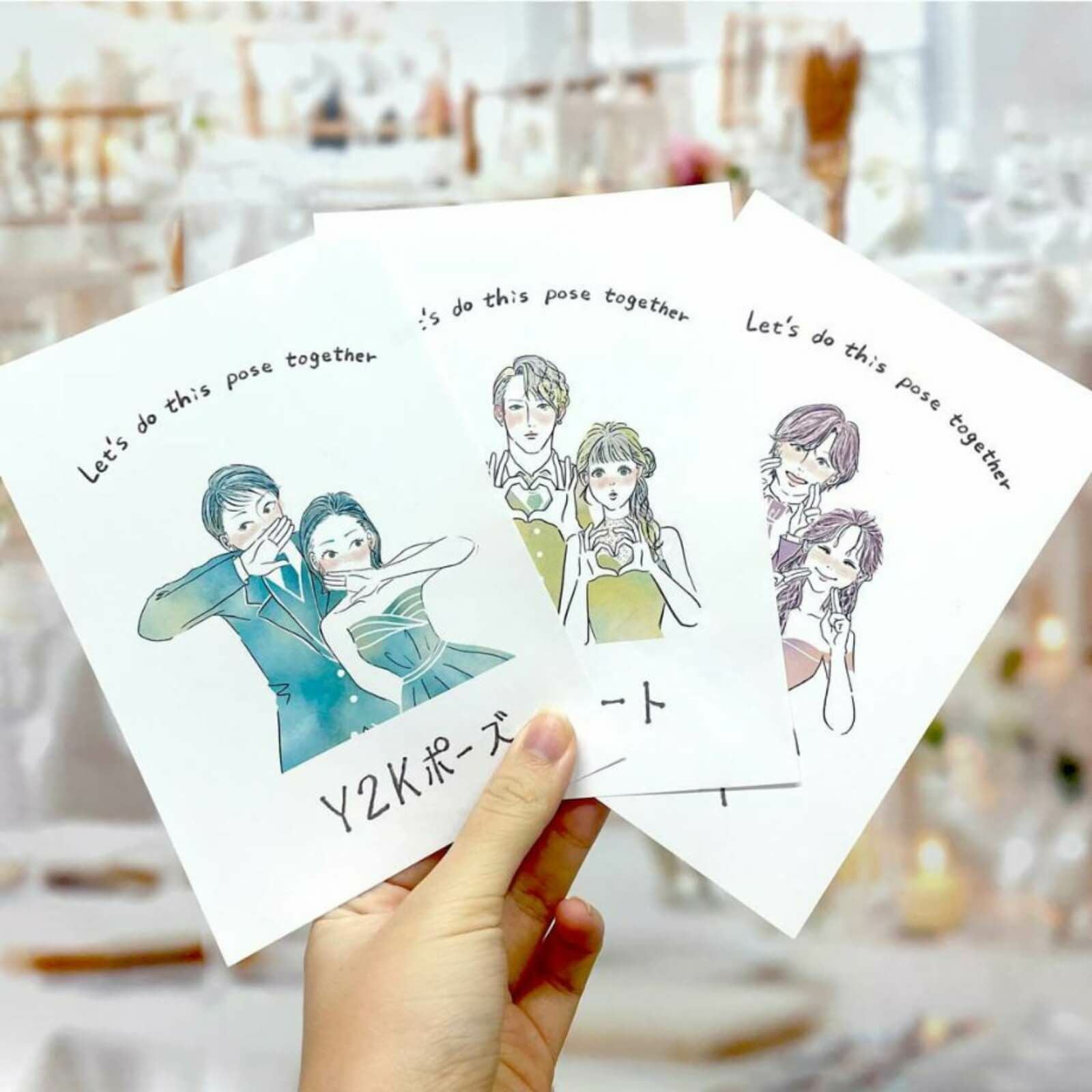結婚式フォトラウンドに最適！印刷付きポーズカード
