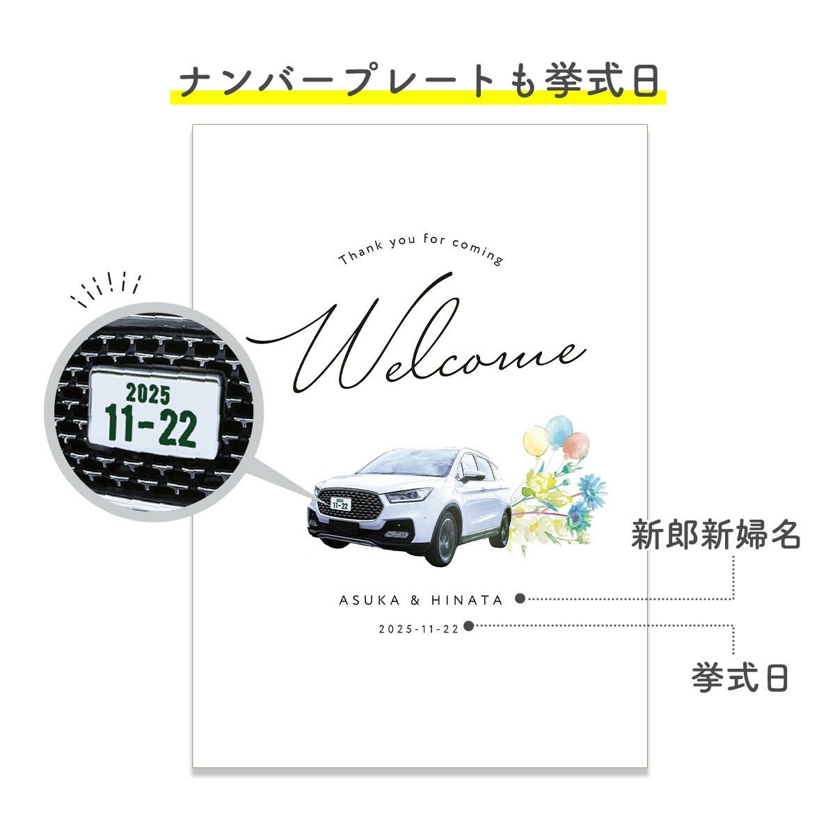 マイカーウェルカムボードの展開図