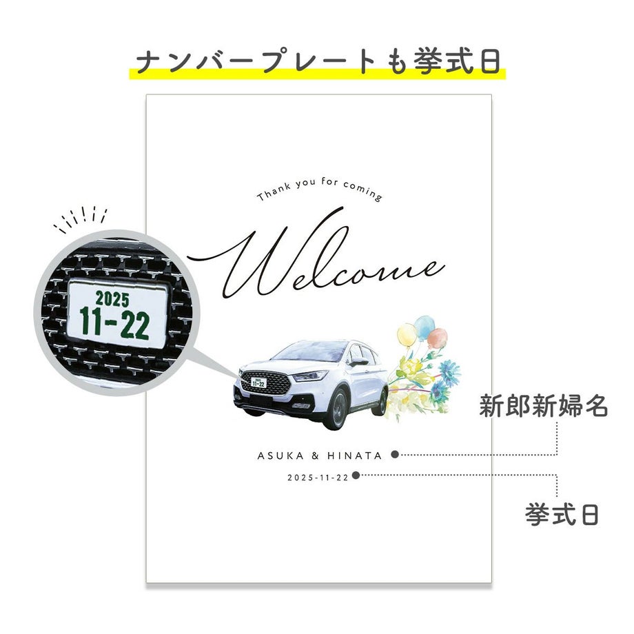 ナンバープレートを挙式日にします。