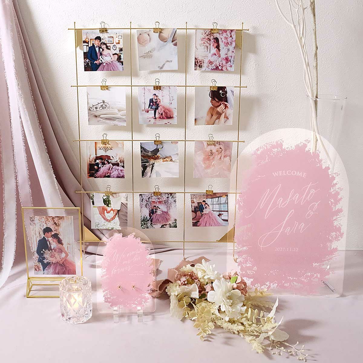 6点》ウェルカムスペースセット「ティント ピンク」（ウェルカムボード