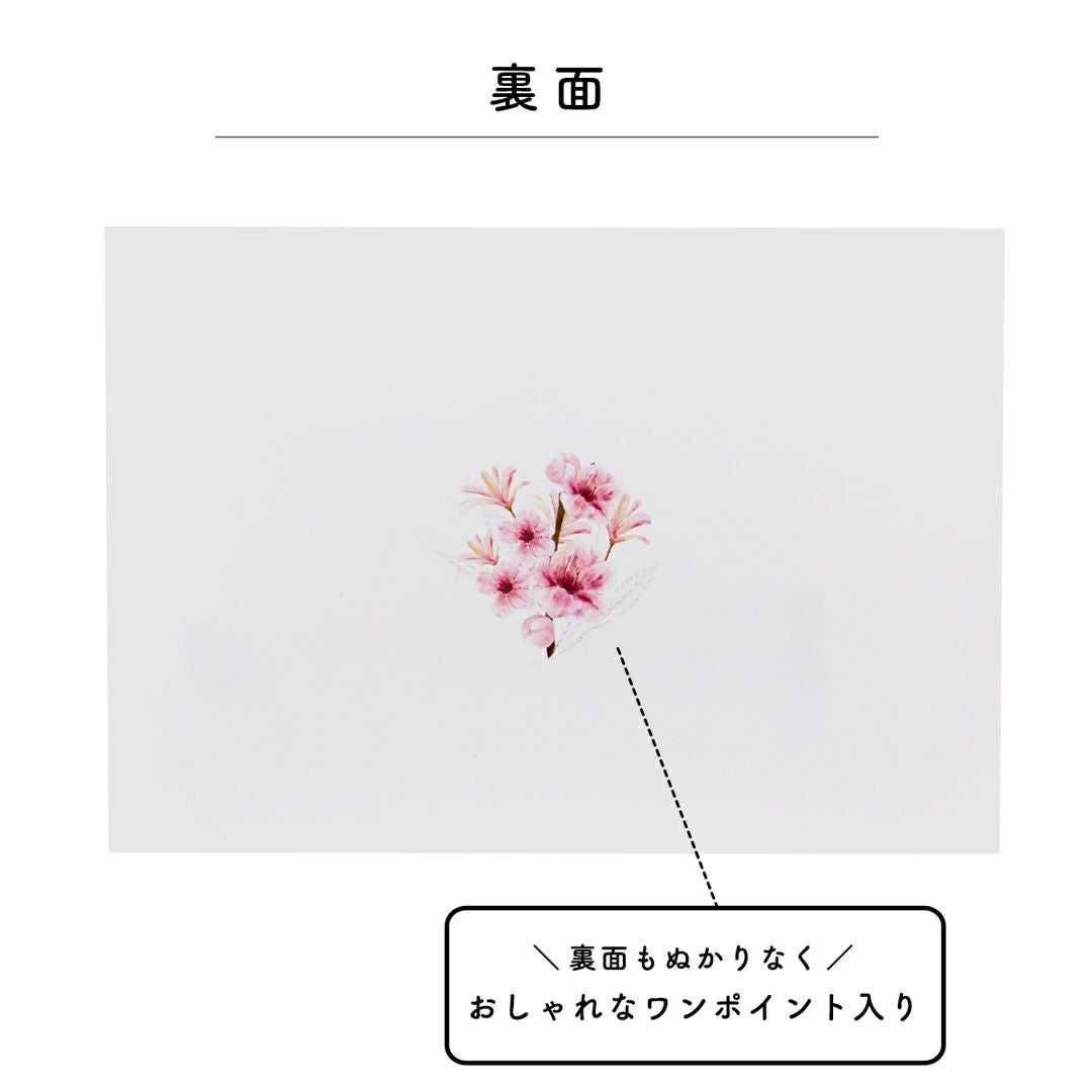 少人数招待状裏面もぬかりなくおしゃれなワンポイント入り