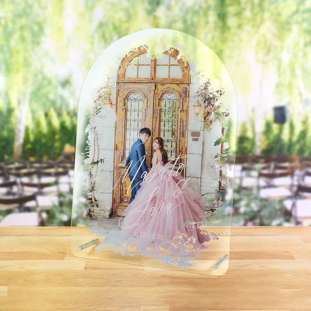 写真入り》アーチ型アクリルフォトウェルカムボード ｜結婚式アイテム