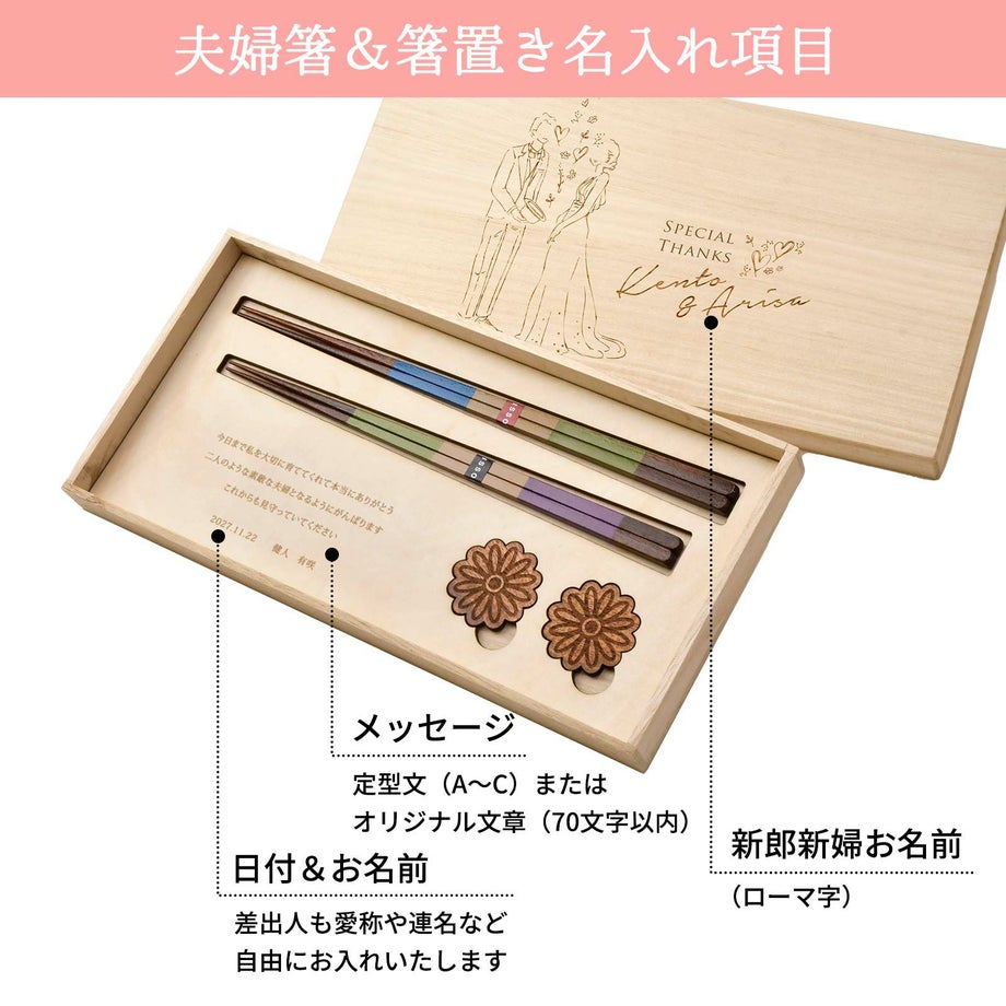 夫婦箸＆箸置き名入れ項目について