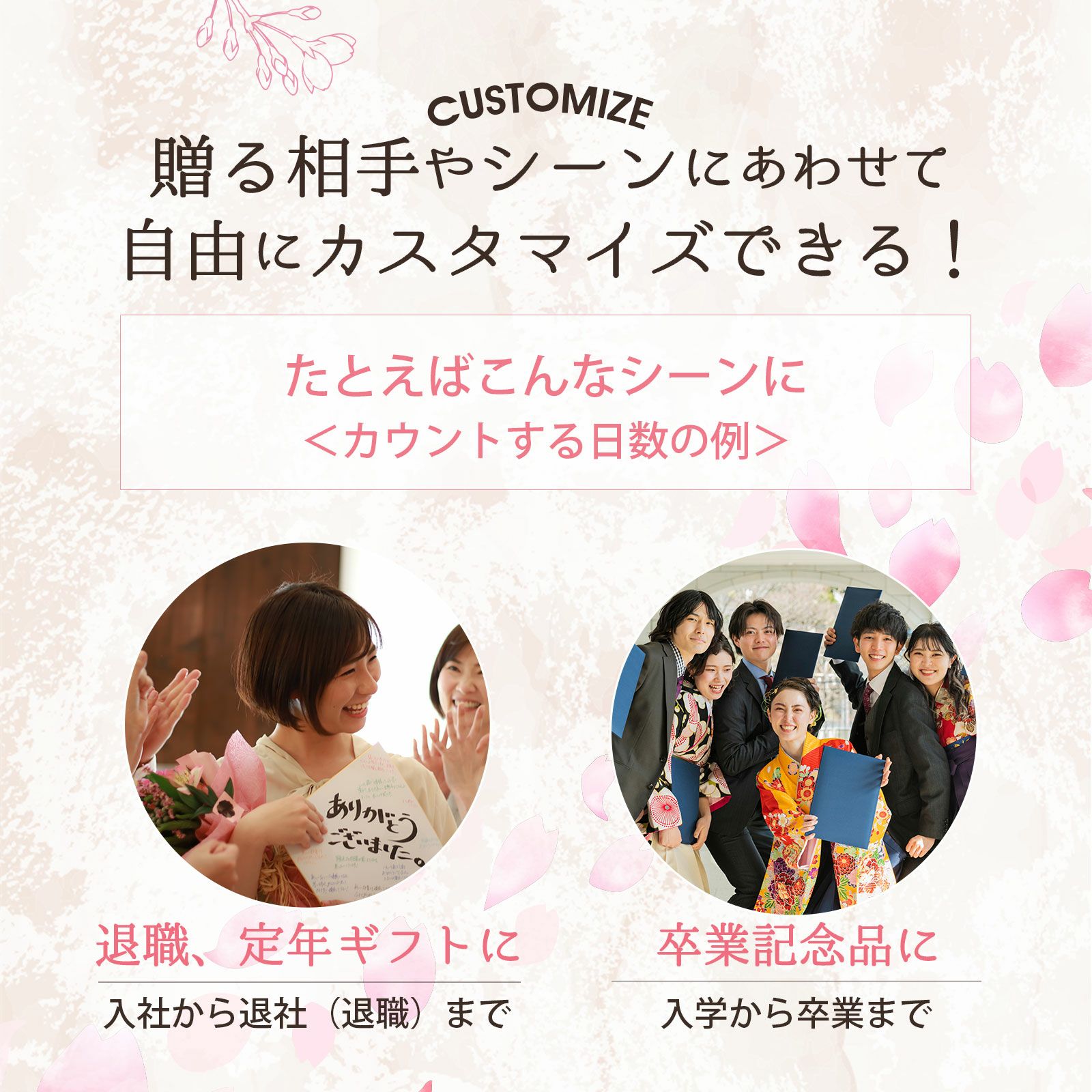 贈る相手やシーンにあわせて自由にカスタマイズできる感謝状