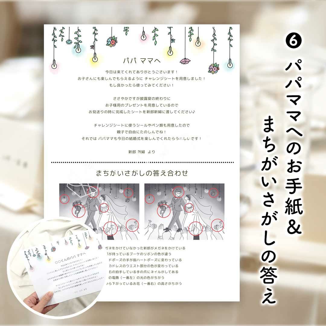 お子様用プレイブックパパママへのお手紙＆まちがいさがしの答え