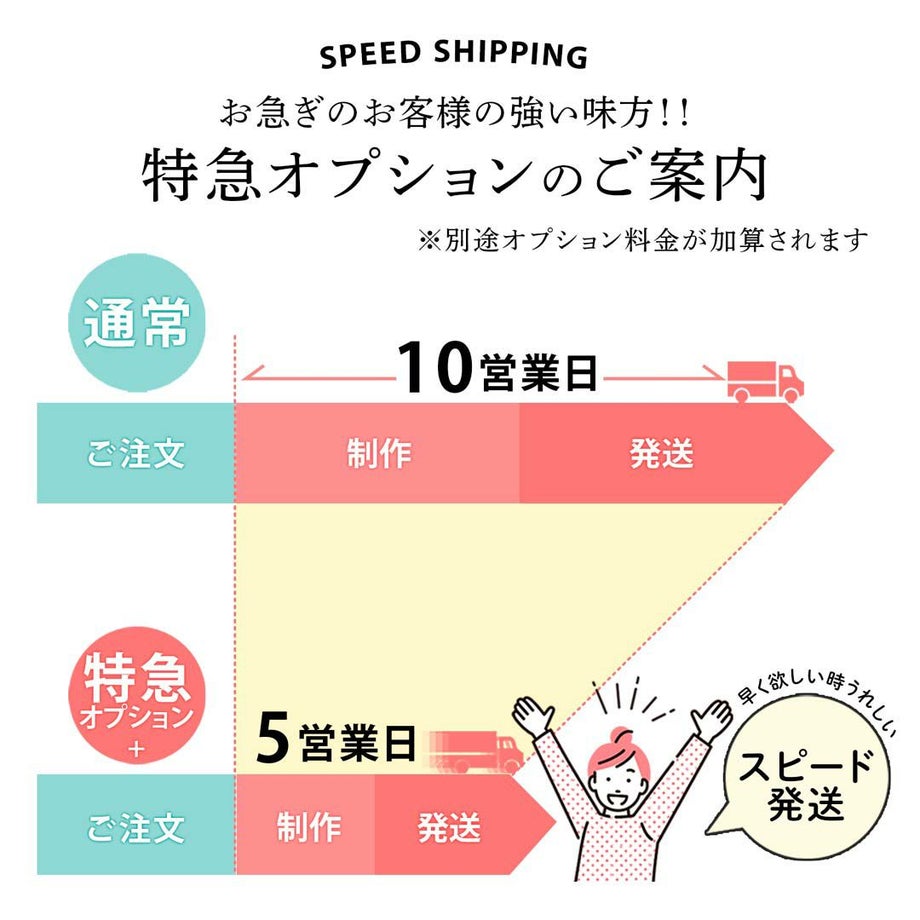 特急オプション追加でスピード発送対応可能