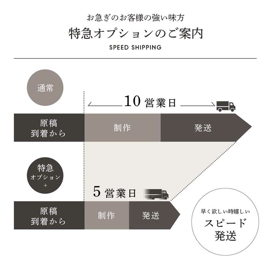 特急オプション追加でスピード発送対応可能