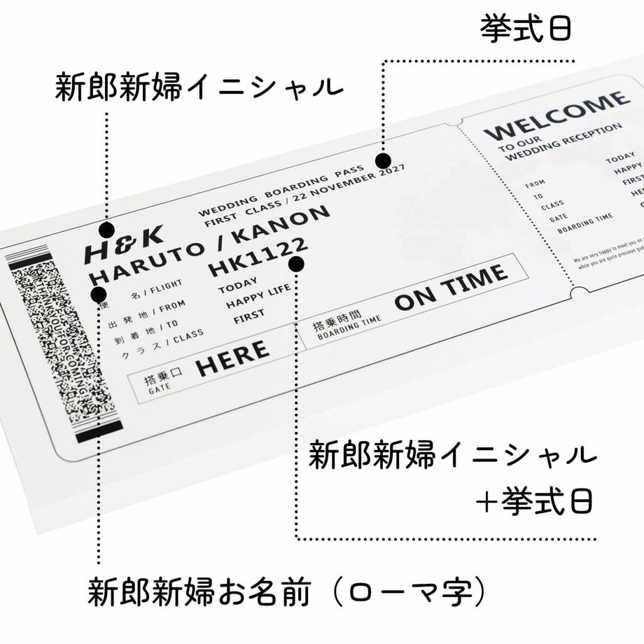 航空券風席次表名入れ項目