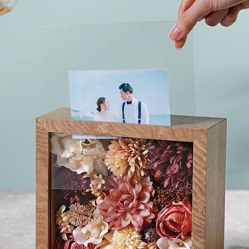 ガラス板とPET板の間にお写真レイアウトできるフォトボックス