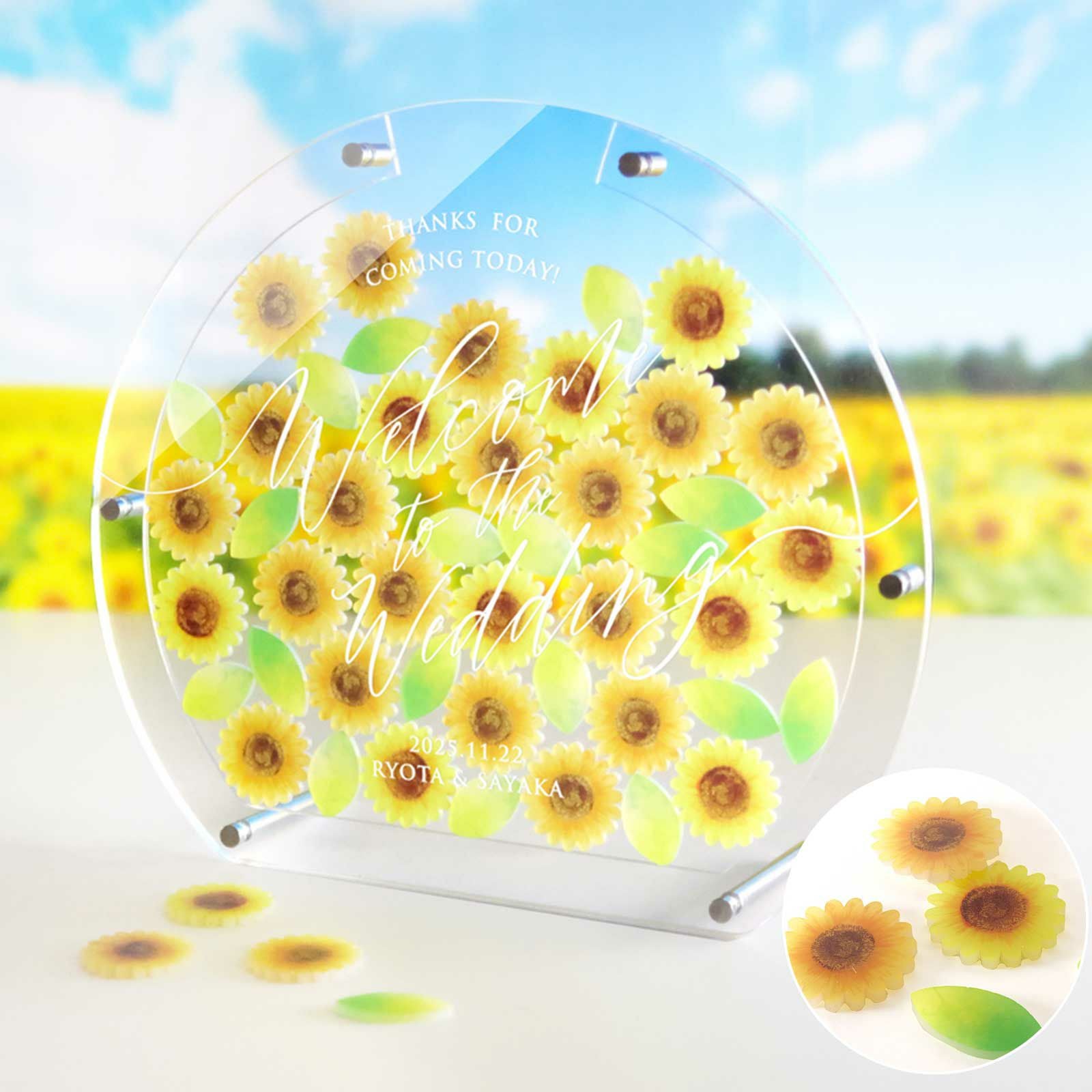 ゲストと一緒に作り上げる大人気の受付演出アクリルウェディングドロップス