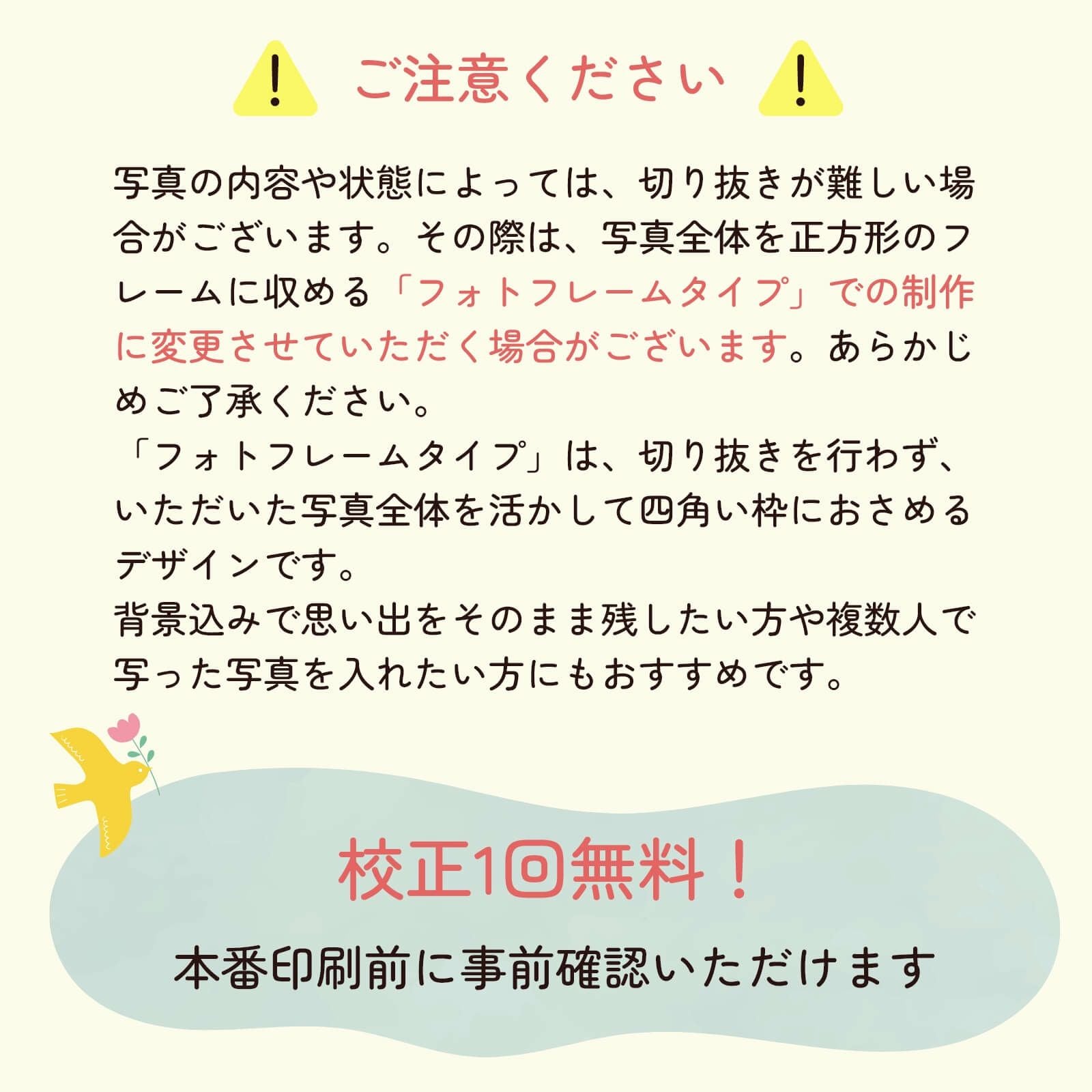写真レイアウトについてご注意ください