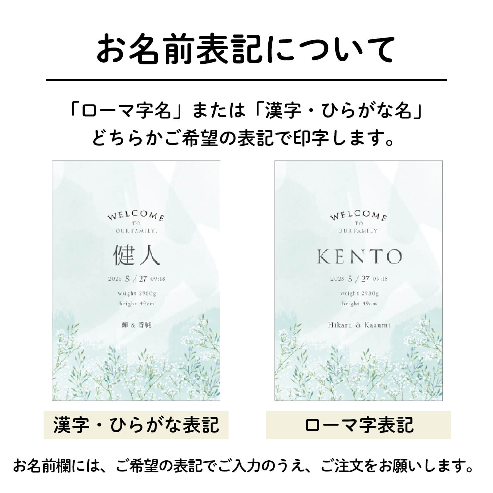 お名前表記について