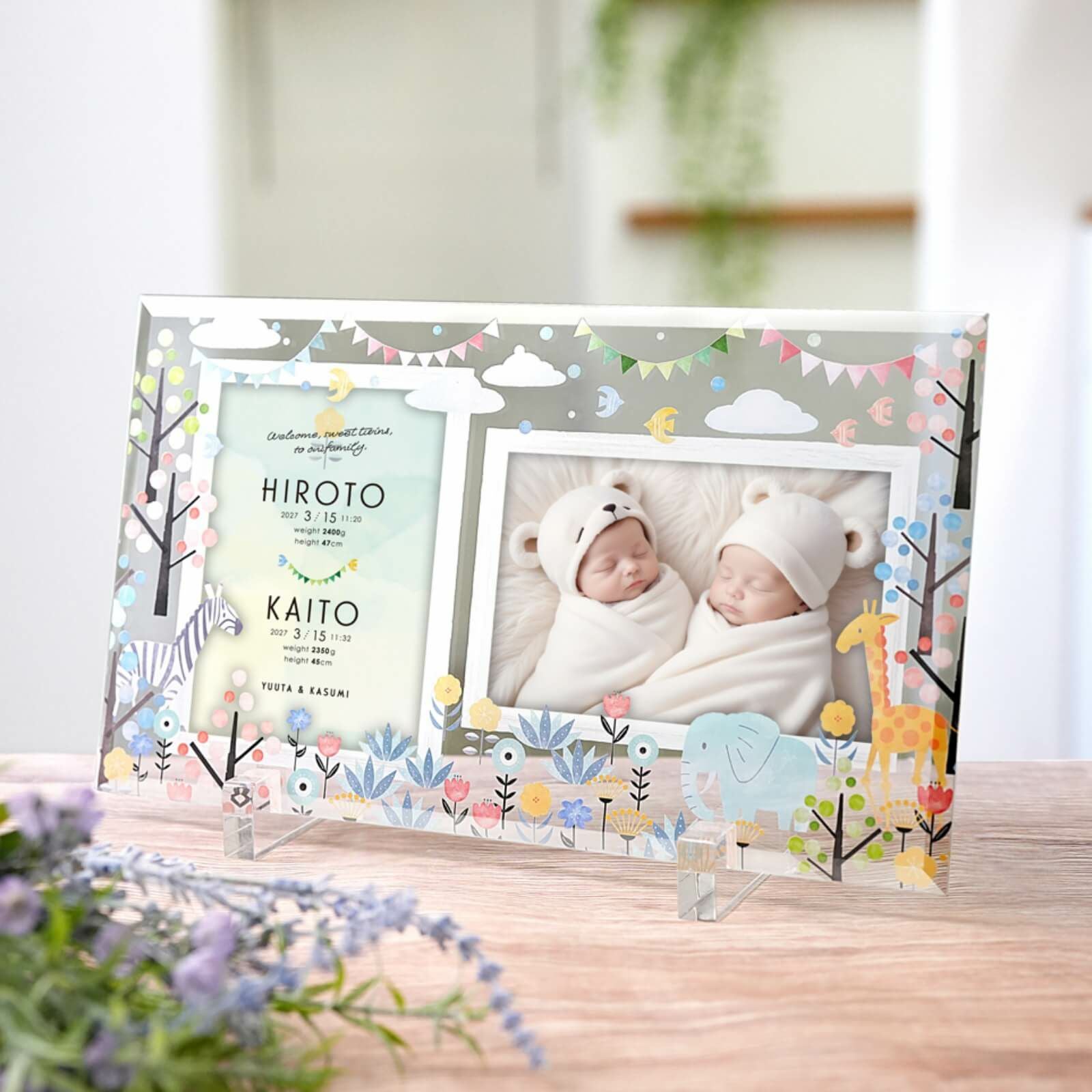 選べるデザイン柄4種命名書×フォトフレーム