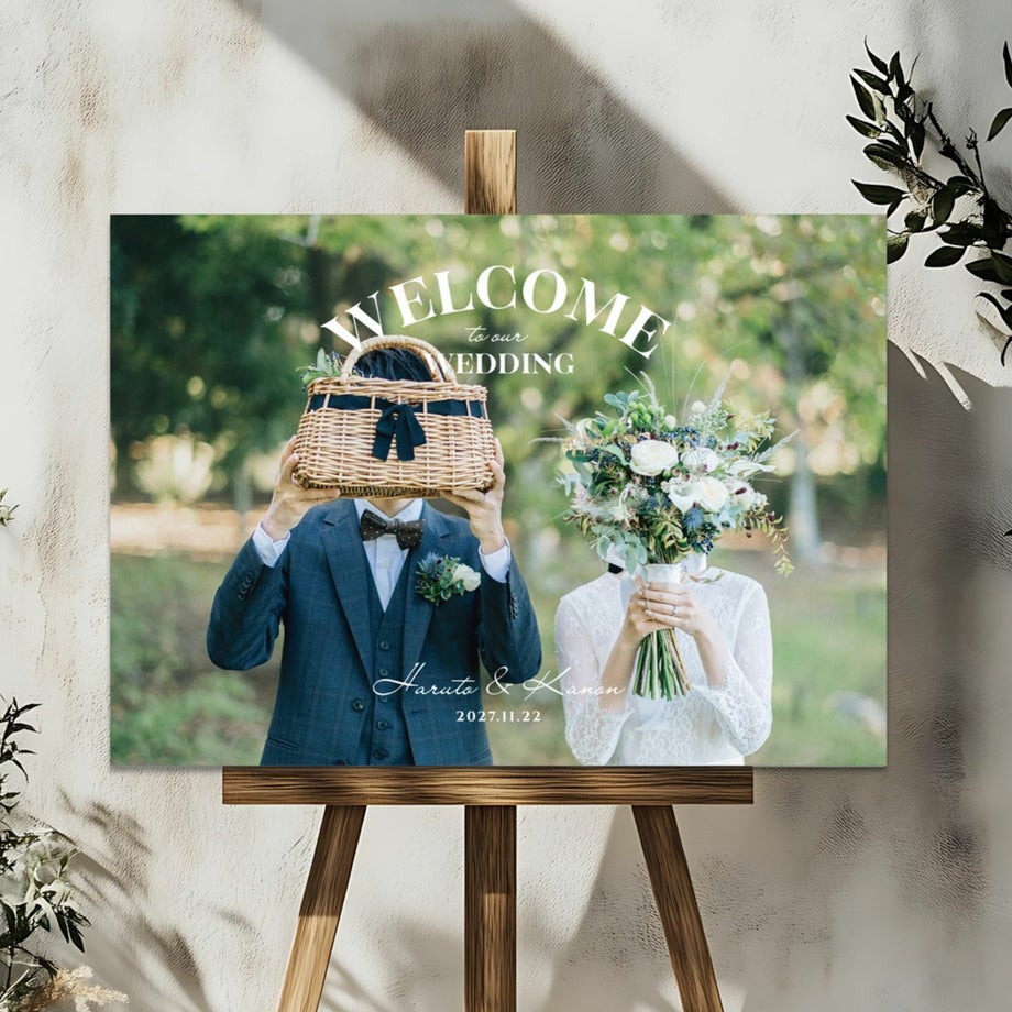 おしゃれな前撮り写真を使ったパネルウェルカムボード