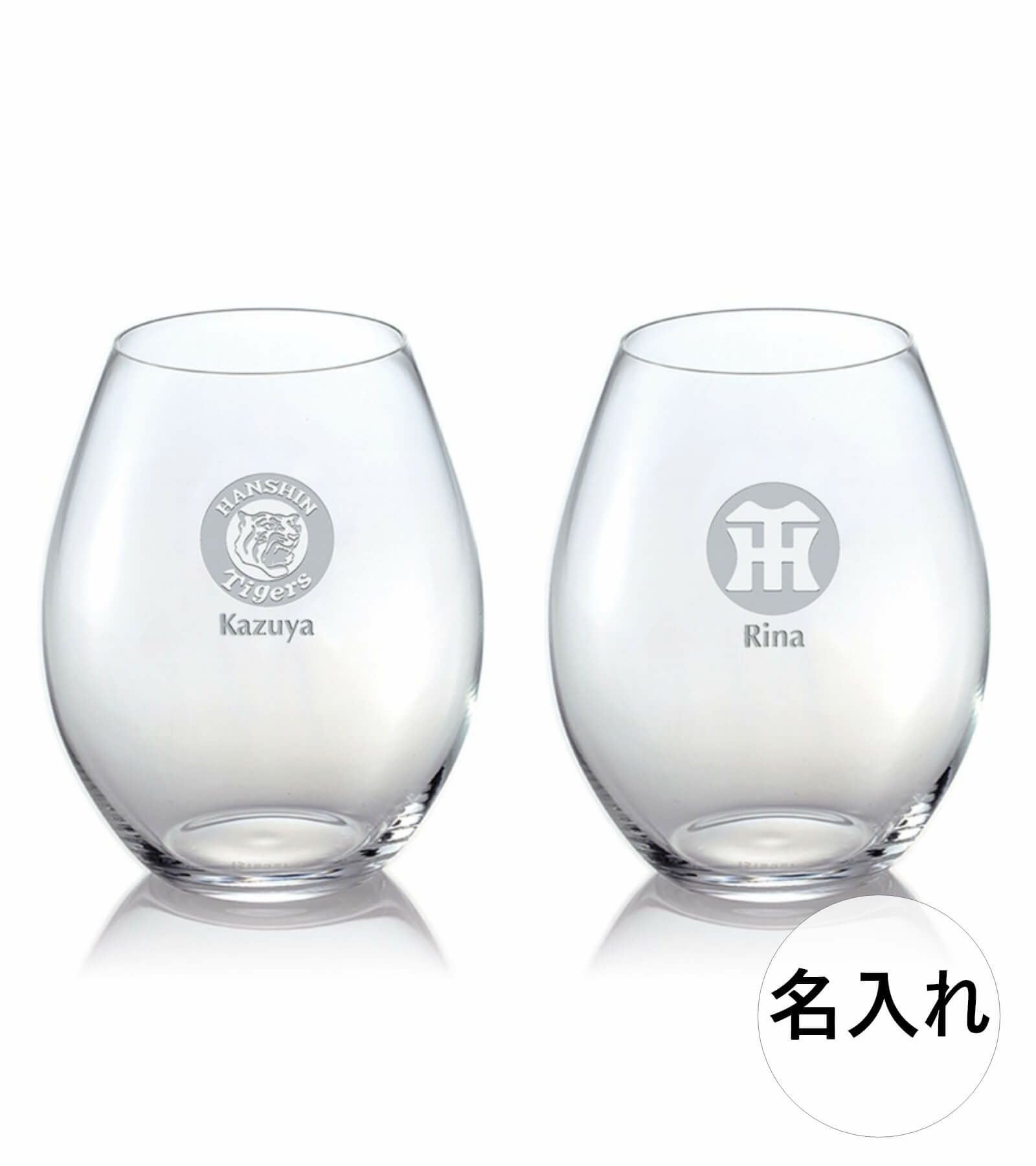 ロゴの下に名入れ彫刻したグラス
