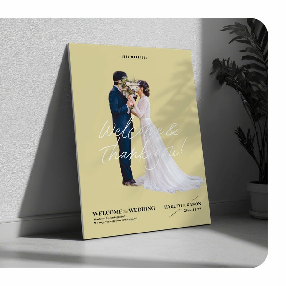 デザイナーがお写真を切り抜きしバランスよくレイアウトするフォトパネルウェルカムボード