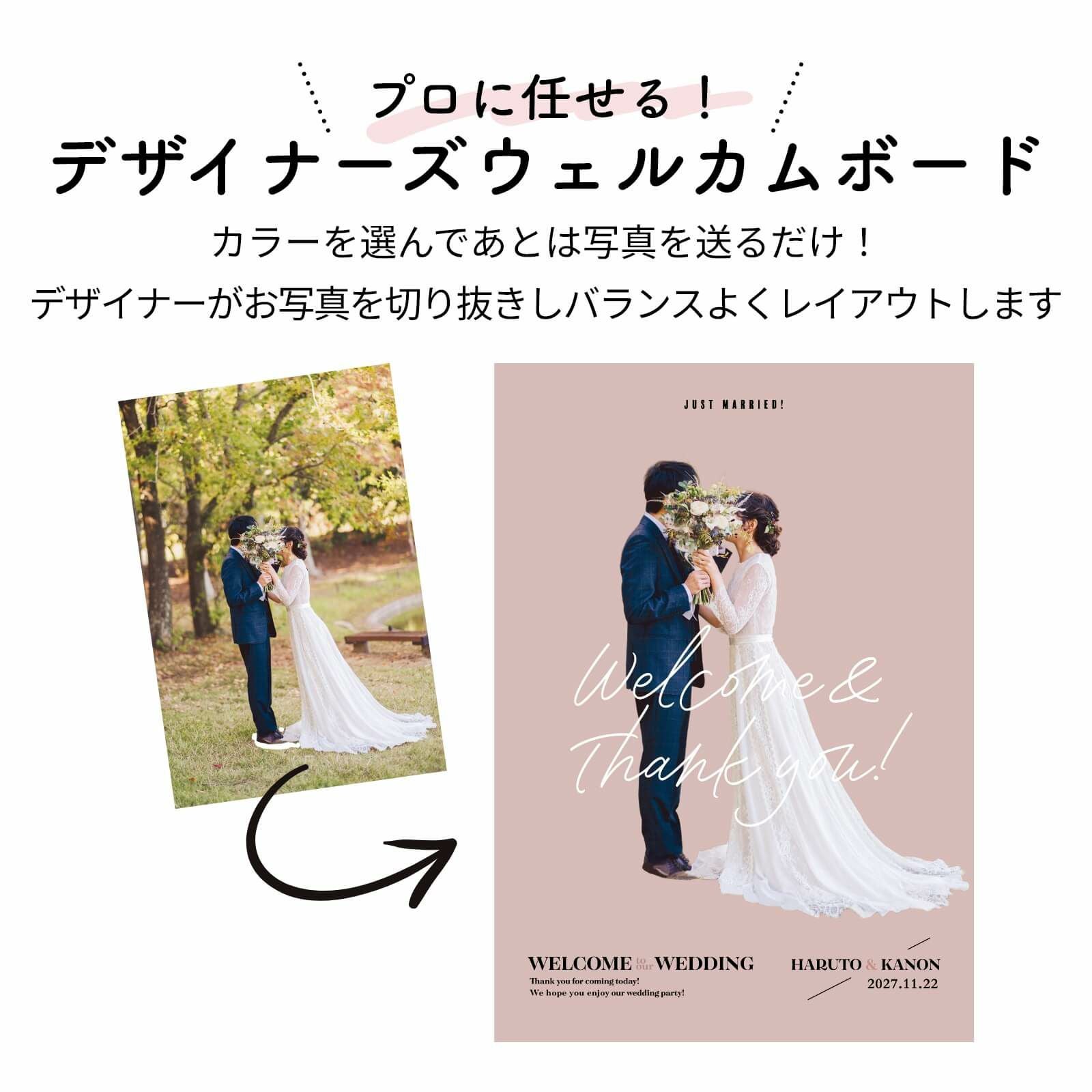 カラーを選んであとは写真を送るだけ！プロに任せるデザイナーズウェルカムボード
