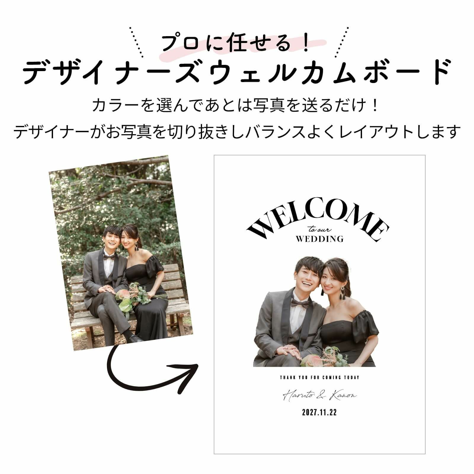 カラーを選んであとは写真を送るだけ！プロに任せるデザイナーズウェルカムボード