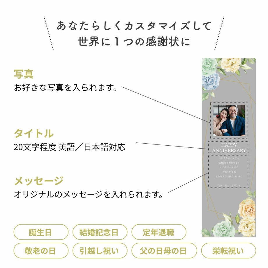 あなたらしくカスタマイズして世界に1つだけの感謝状に