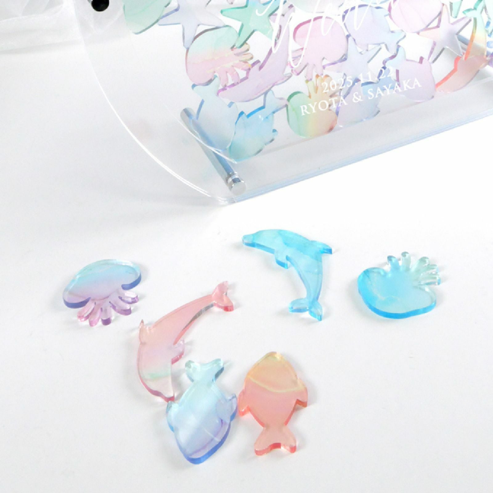 ほんのり涼感海の生き物たちのチップを入れるだけだから誰でも楽しく参加できる結婚証明書