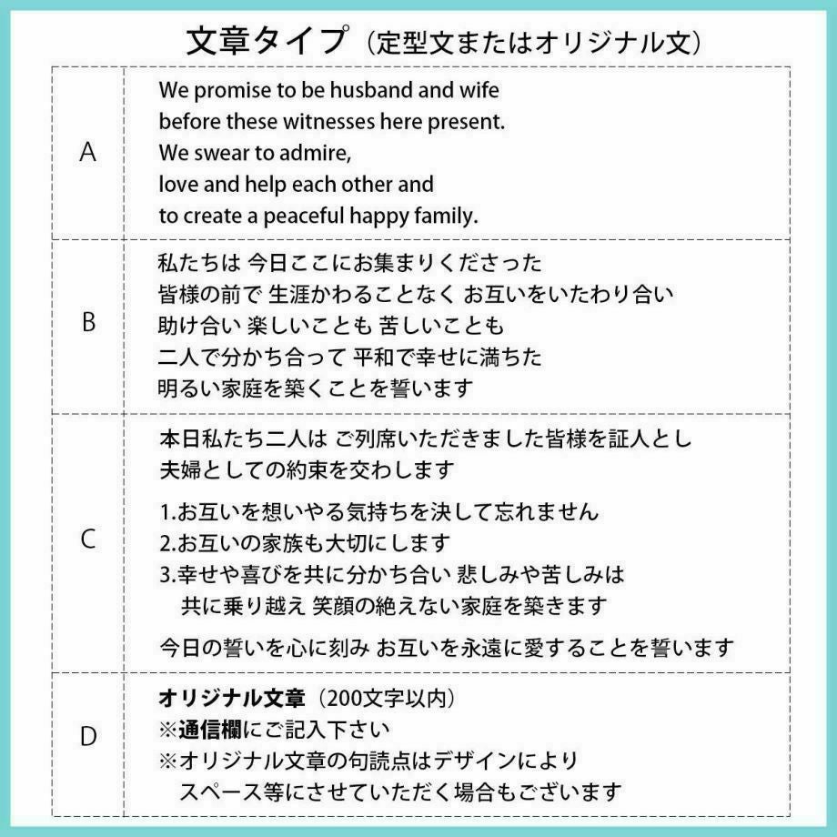 宣誓文文章タイプは定型文orオリジナルから選べます