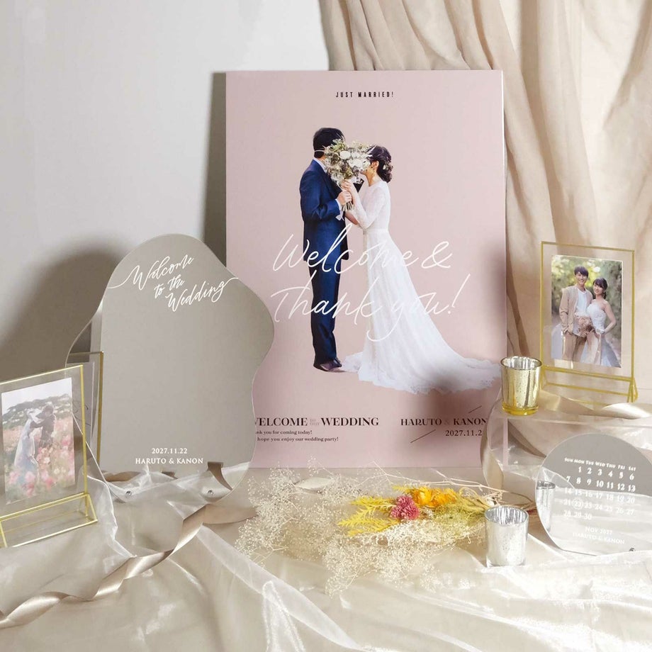 切り抜き写真ウェルカムボードがおしゃれなウェルカムスペース