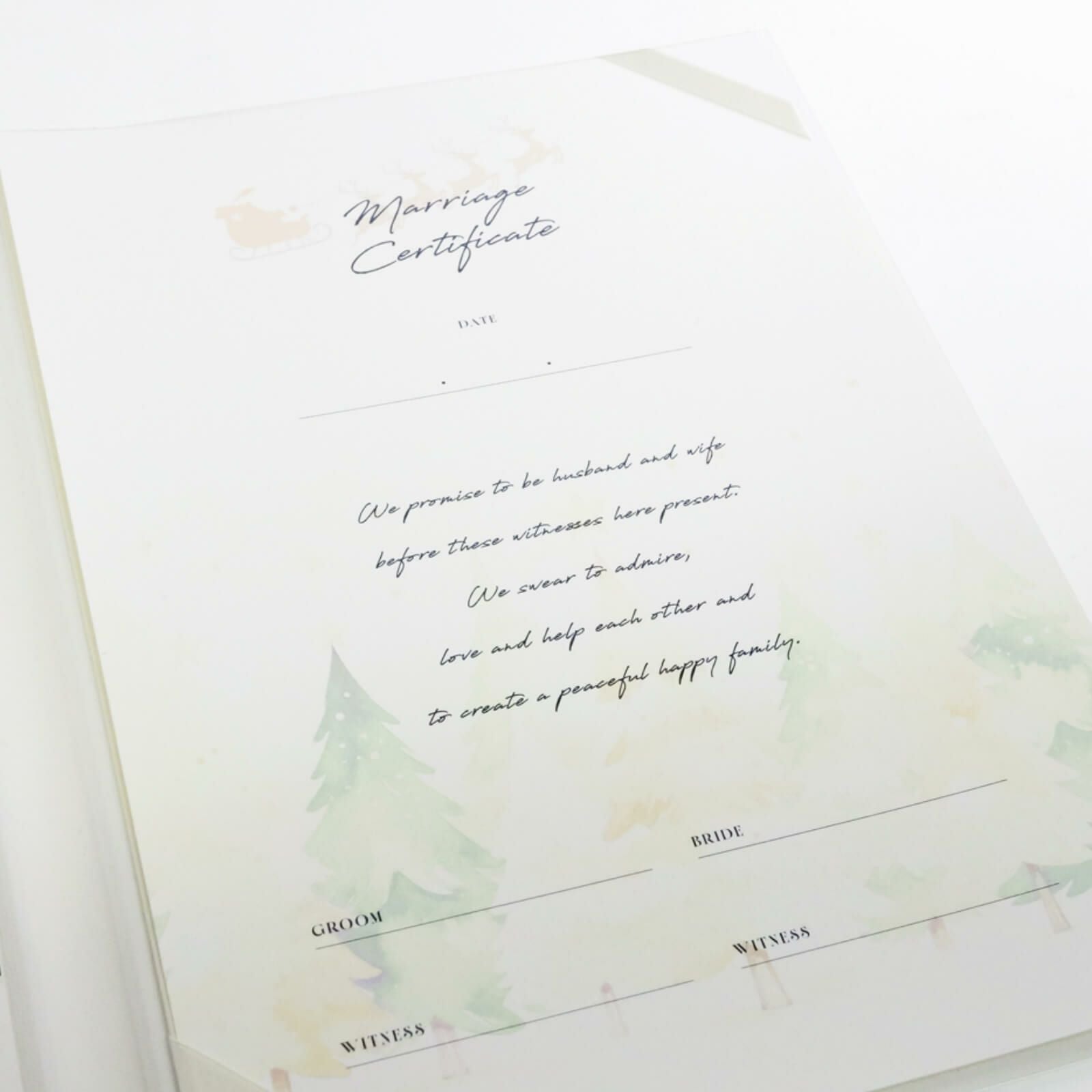 一生の宝物になる二人だけの誓いの言葉を入れられる結婚証明書