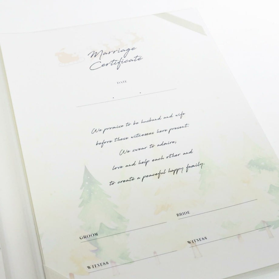 一生の宝物になる二人だけの誓いの言葉を入れられる結婚証明書