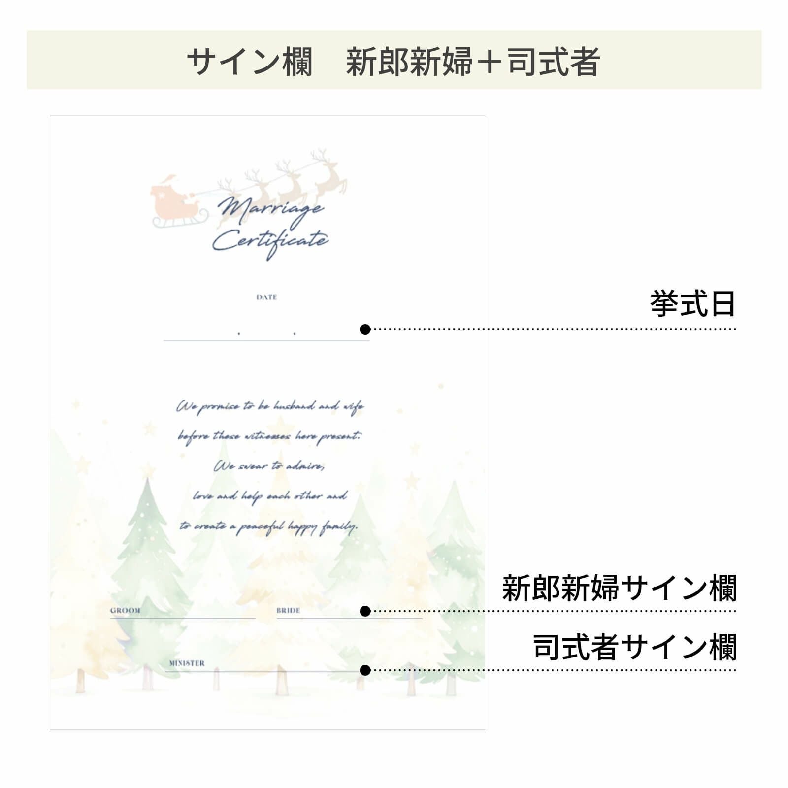 スタイルに合わせて選べるサイン欄新郎新婦＋司式者
