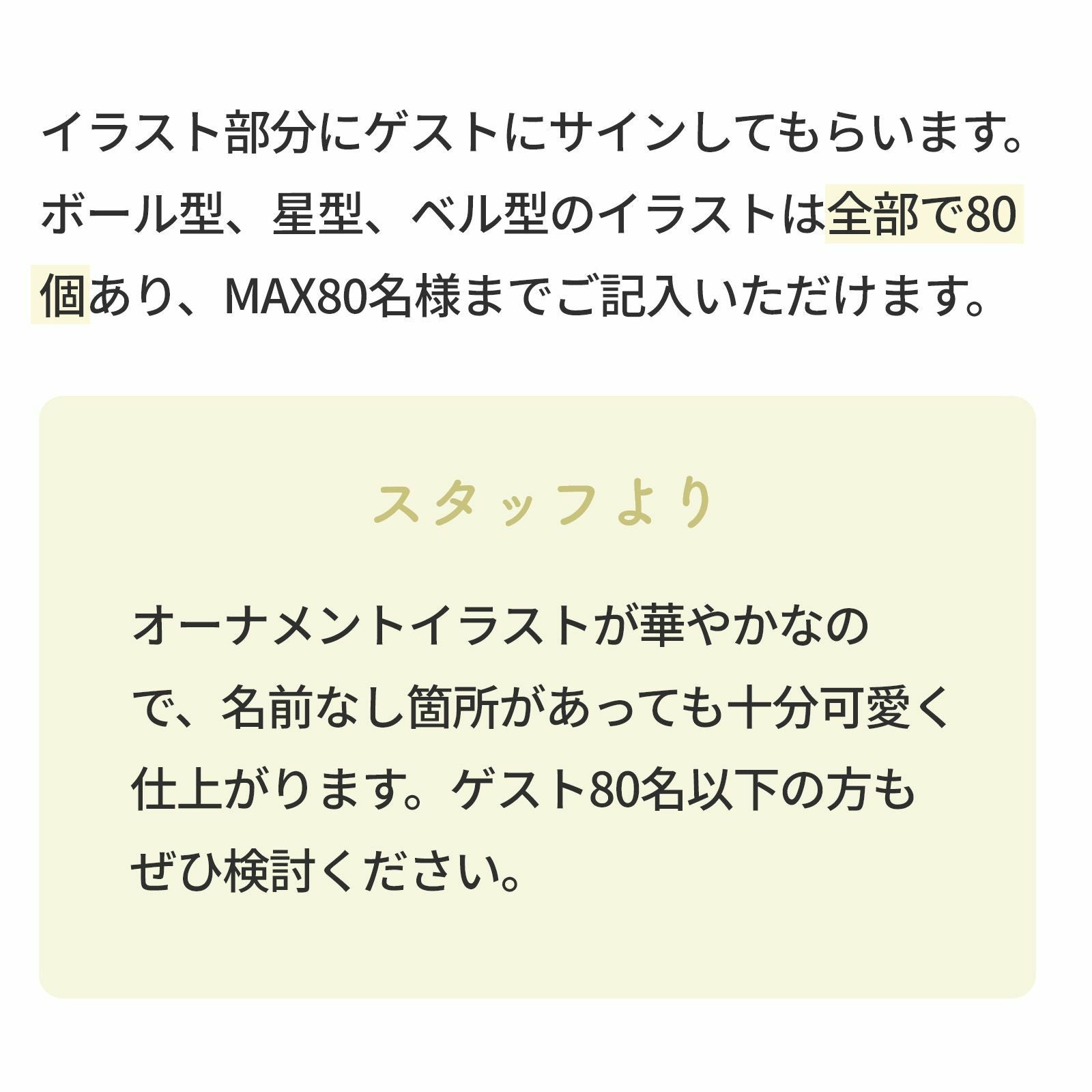 サイン欄は80個ありMAX80名様まで記入できる