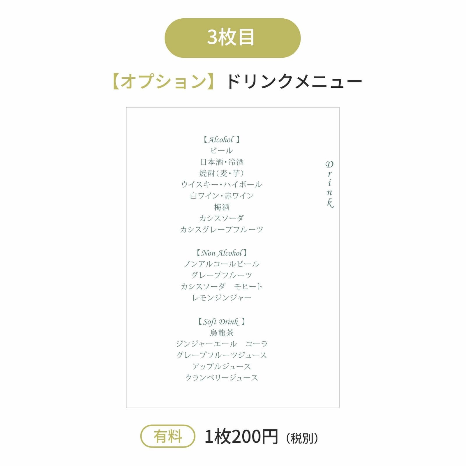 3枚目はオプションドリンクメニュー