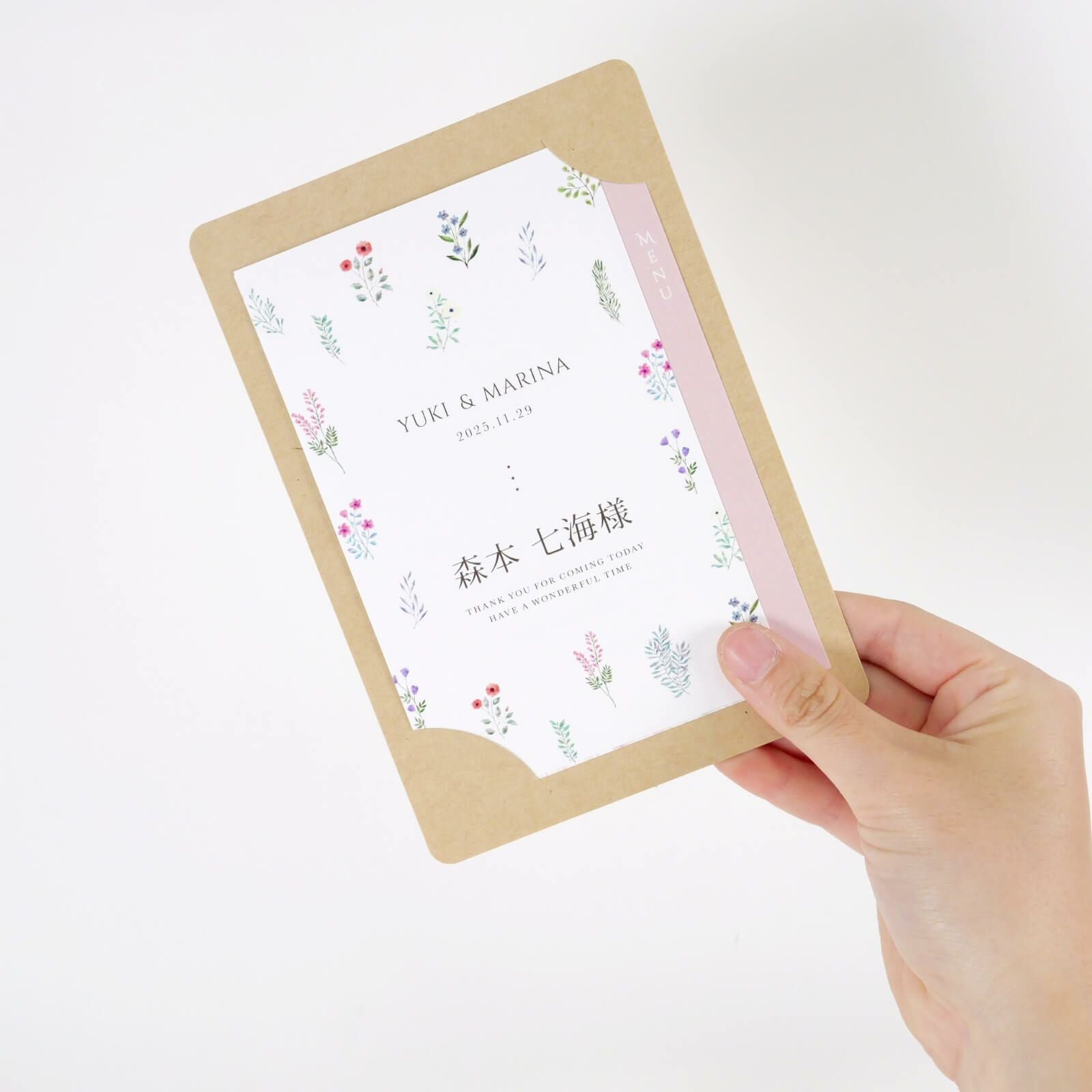 誰からも愛される可憐で可愛らしいフラワーデザインの席札メニュー表