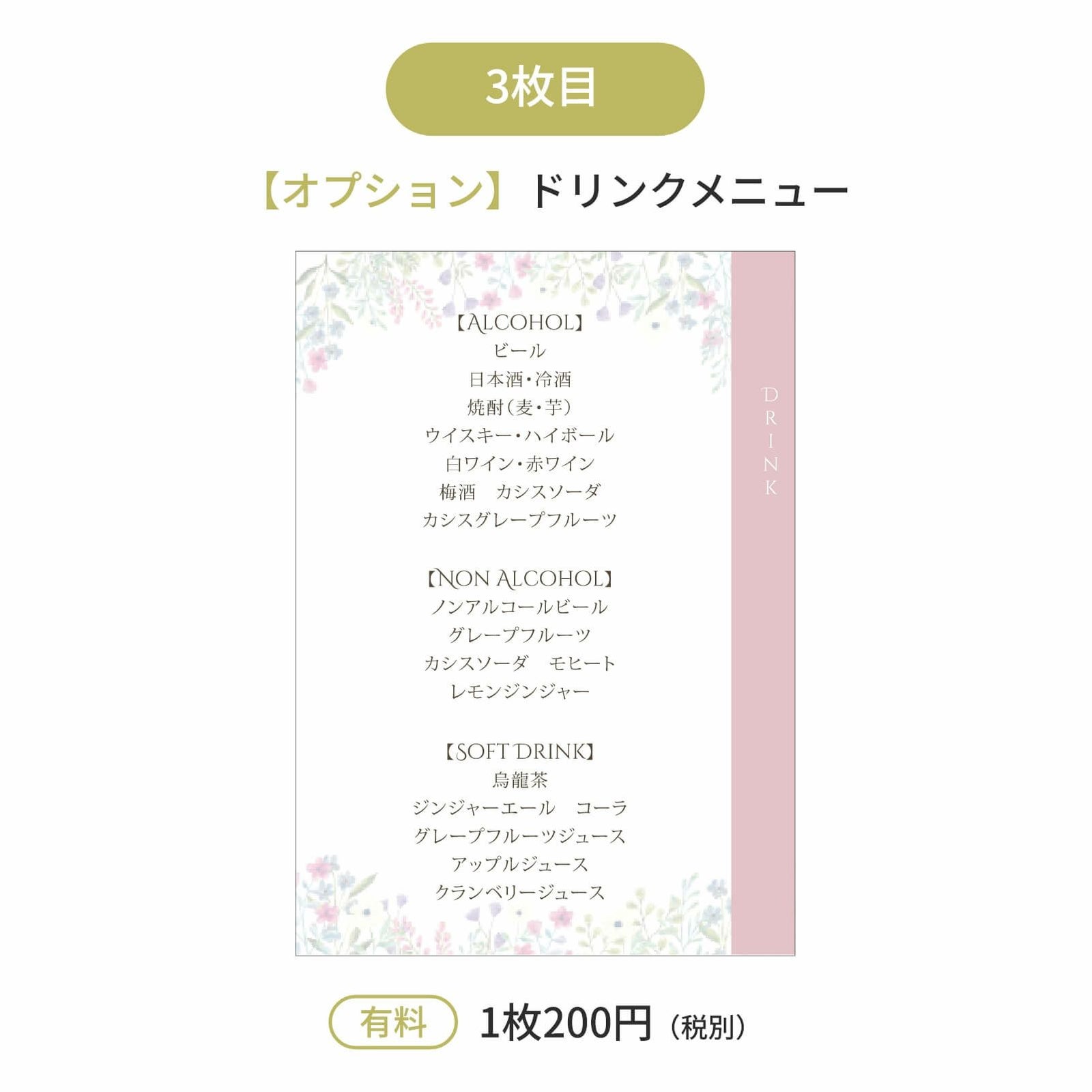 3枚目はオプションドリンクメニュー