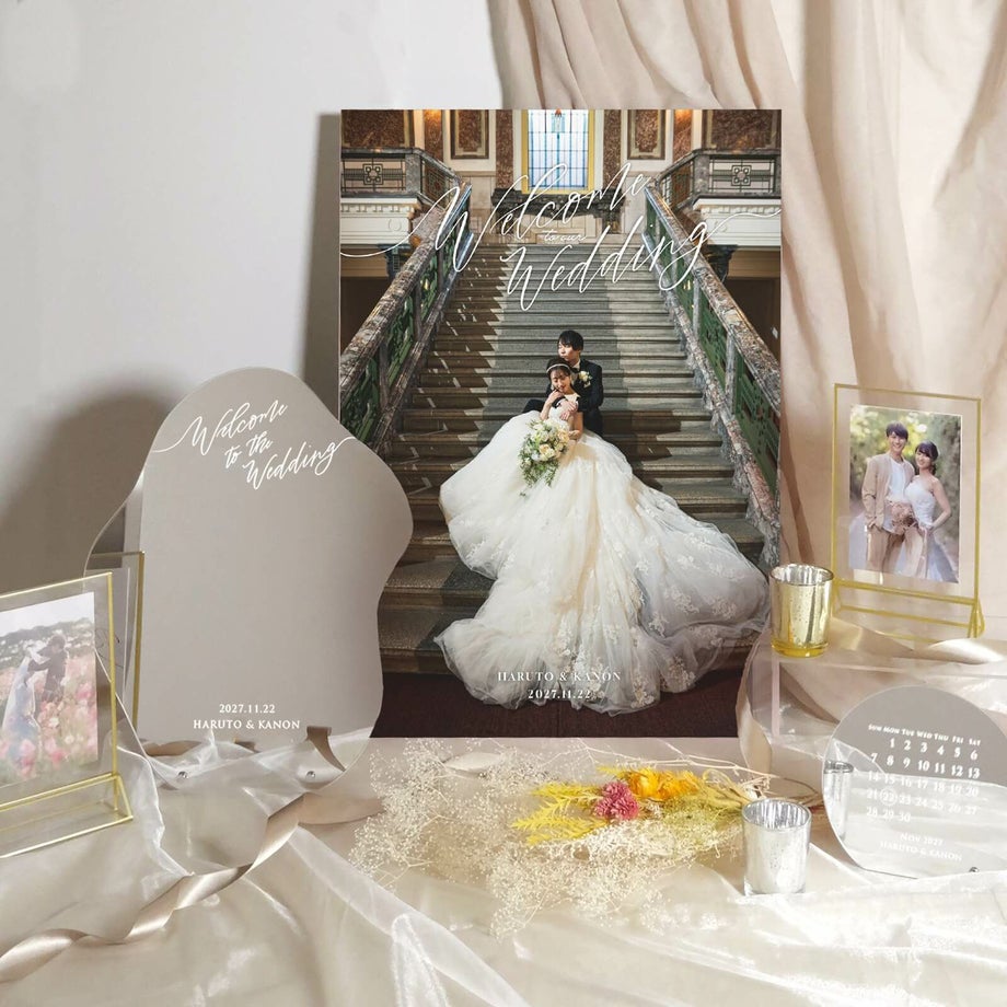 写真ウェルカムボードやミラーウェルカムボードがおしゃれなウェルカムスペース