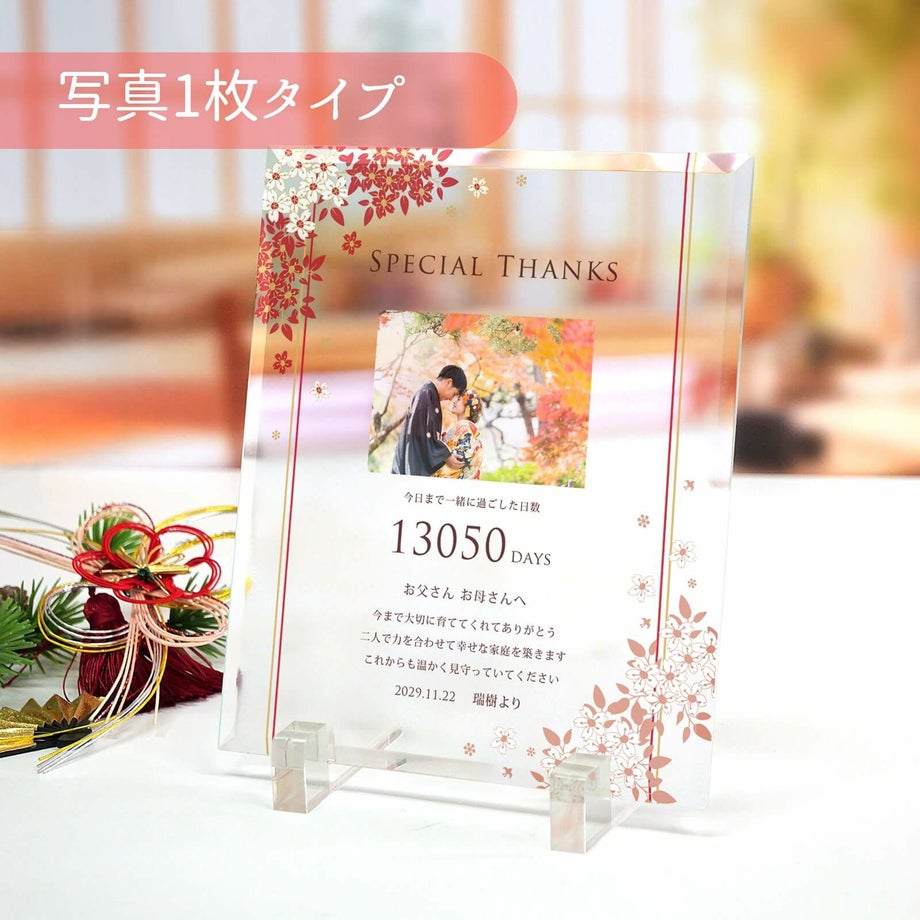 クリア子育て感謝状写真1枚タイプ