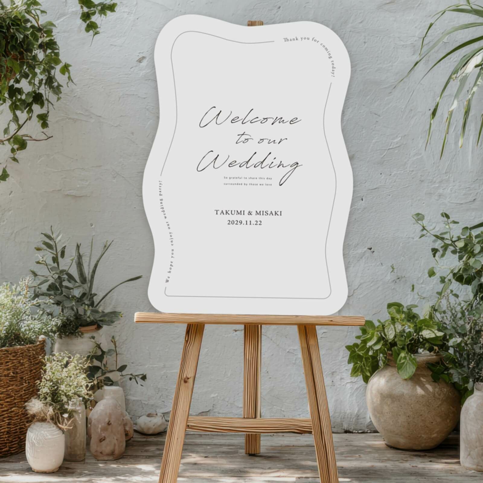 メインのウェルカムボードとしても使えるウェーブパネルウェルカムボード