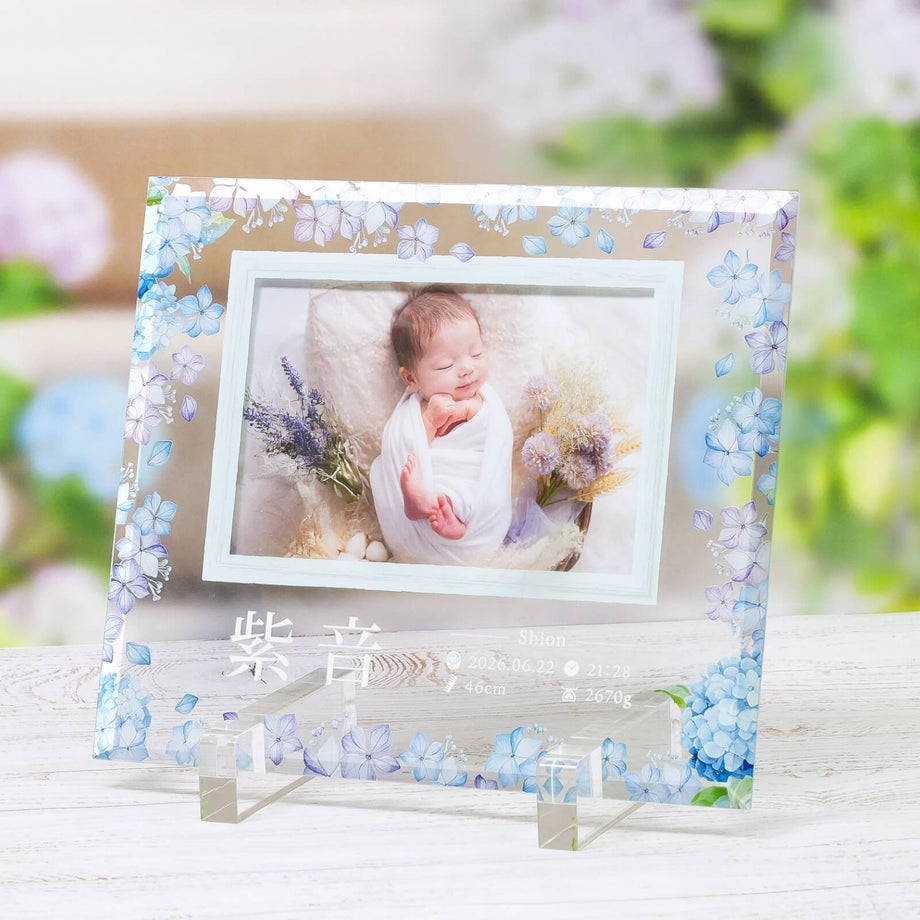 赤ちゃん誕生の記念に！写真を入れ替えできる フレーム仕様の命名書