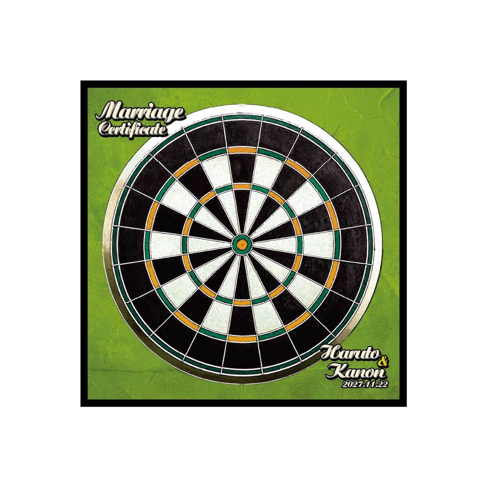 ダーツ結婚証明書カラーは5色から選べます／ネオンライム