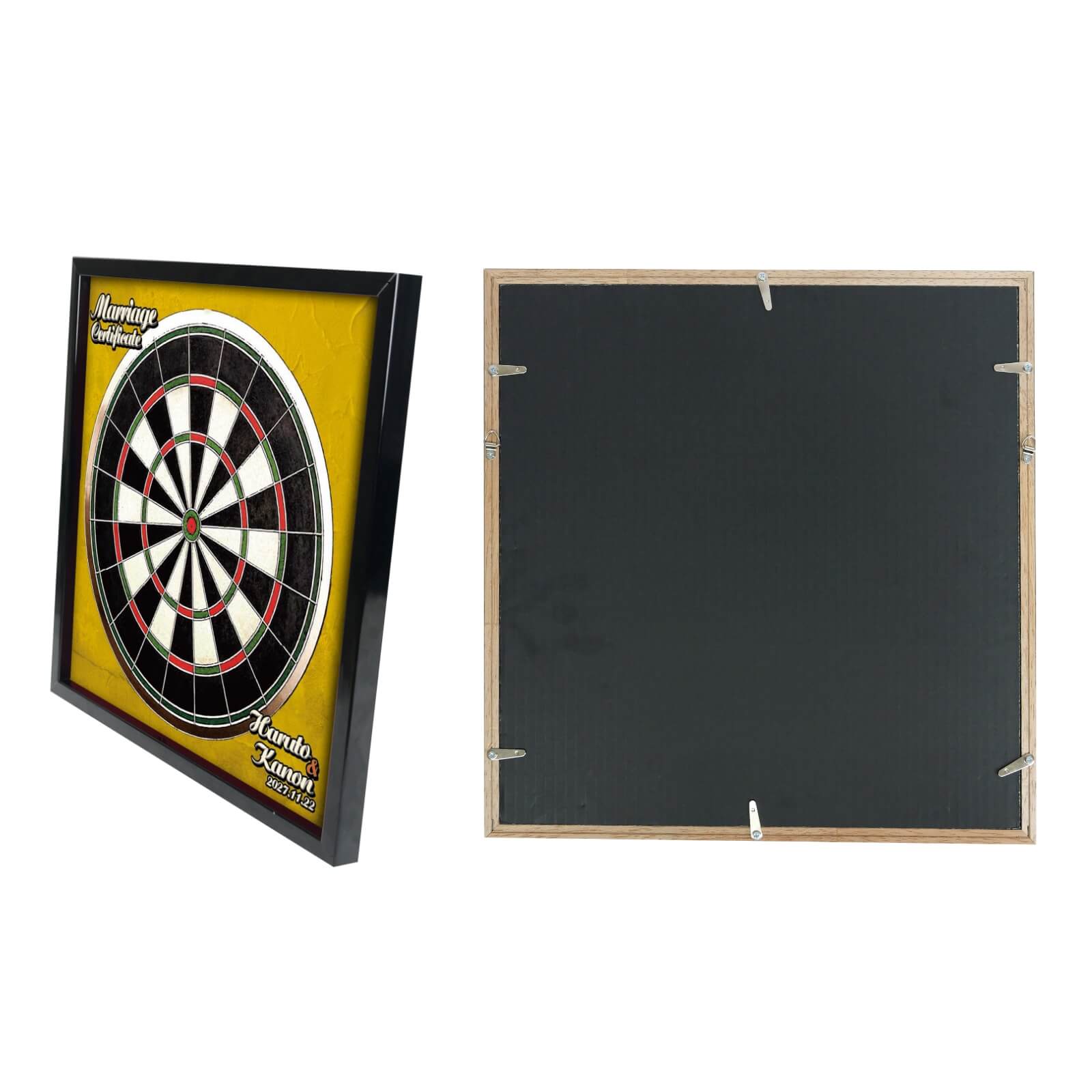 ダーツ結婚証明書側面・裏面