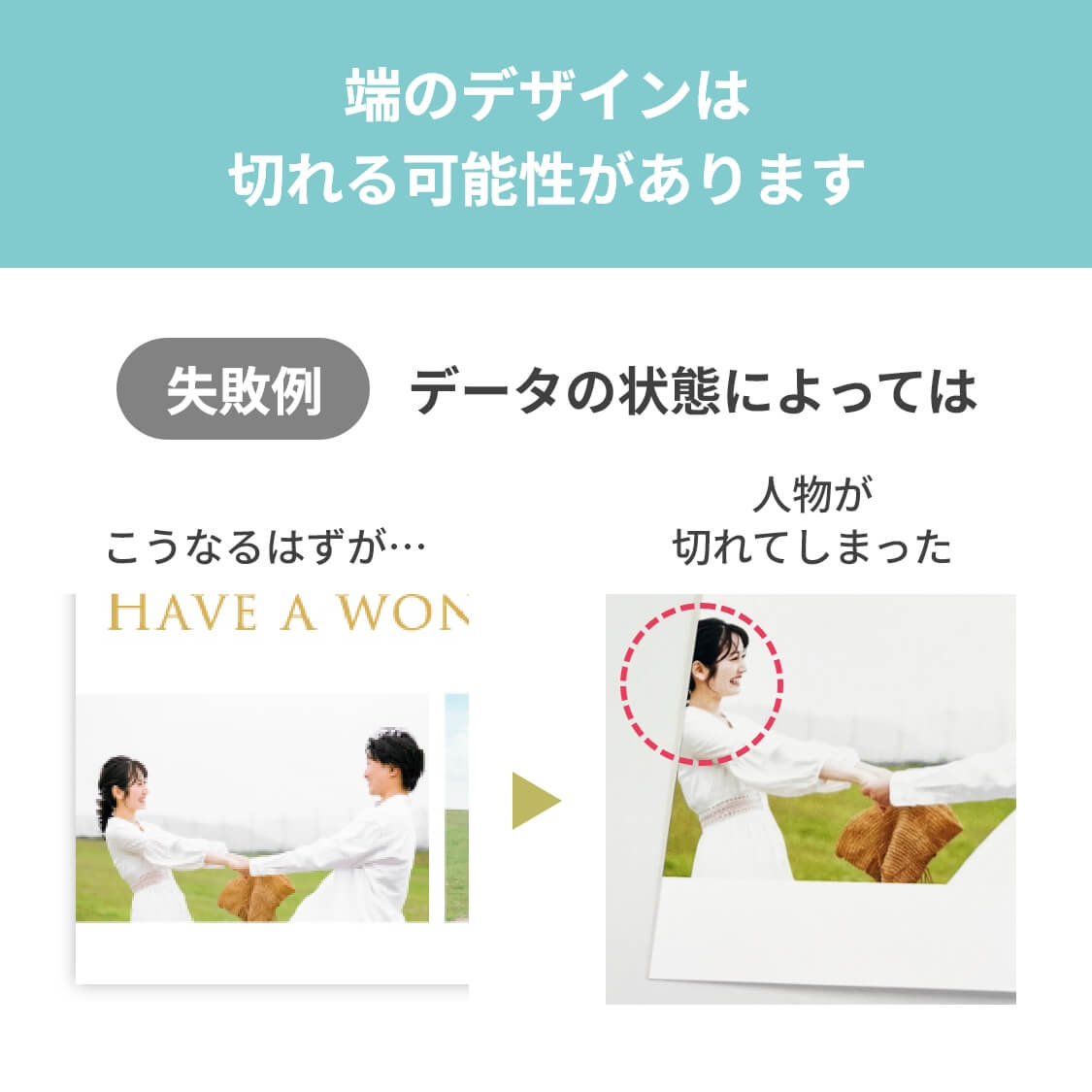 端のデザインは切れる可能性があります