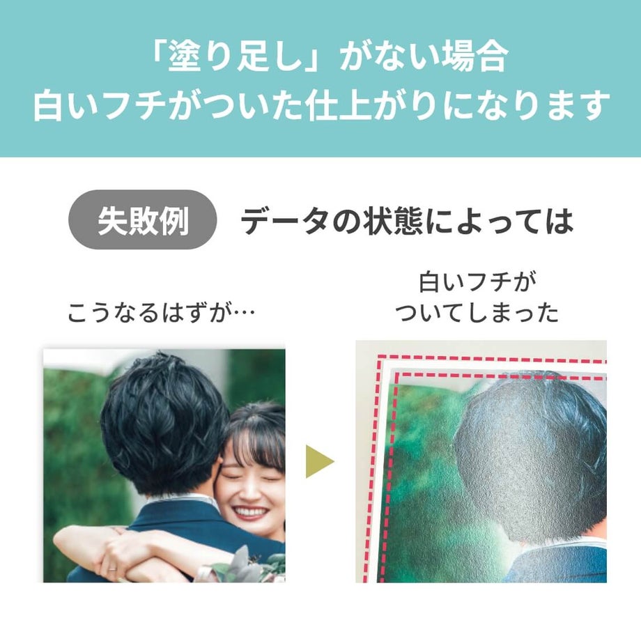 「塗り足し」がない場合白いフチがついた仕上がりになります