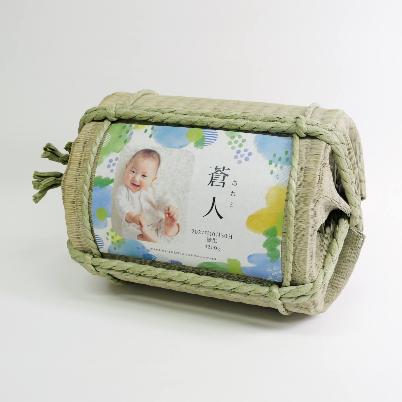 赤ちゃんの重さをお米で再現します