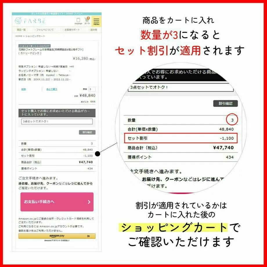 3点同時購入で合計金額より1000円OFF