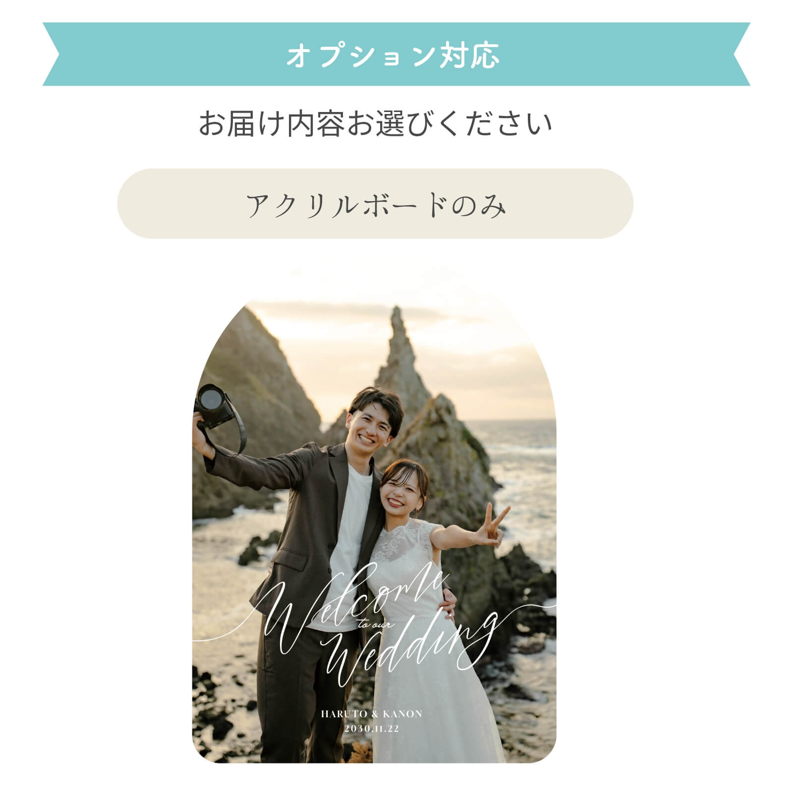 オプション対応お届けの内容／アクリルボードのみ