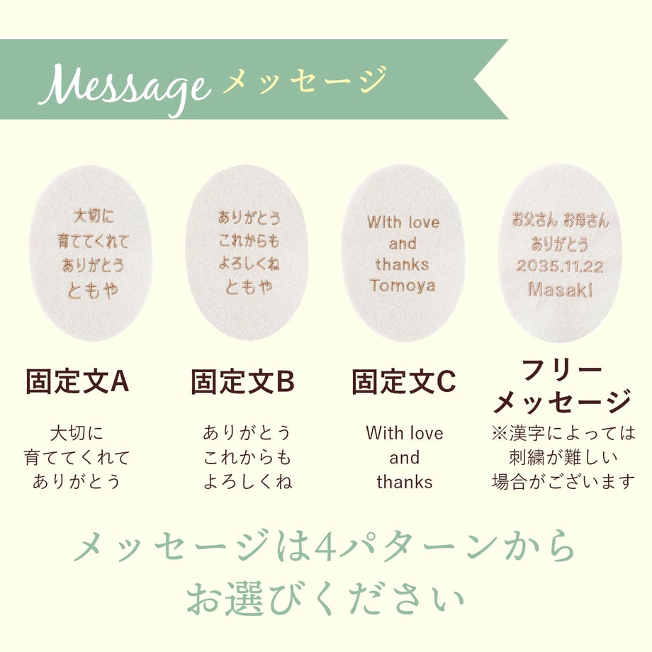 メッセージは固定文かフリーメッセージが選べます
